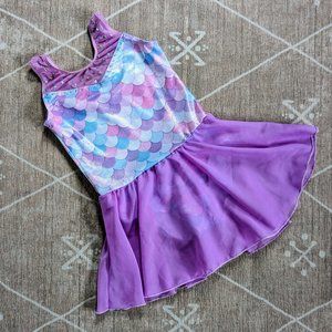 4-5T Girls Sleeveless Mermaid Ballet Leotard with Skirt